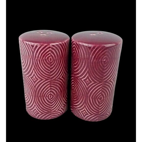 Stoneware Salt and Pepper Shakers Majestic Pink Retired Pattern Threshold - Picture 1 of 4